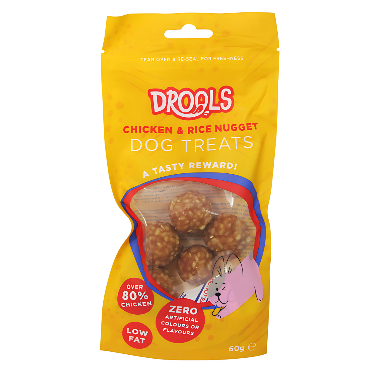Drools Chicken & Rice Nugget Dog Treats 60g (DR8590)