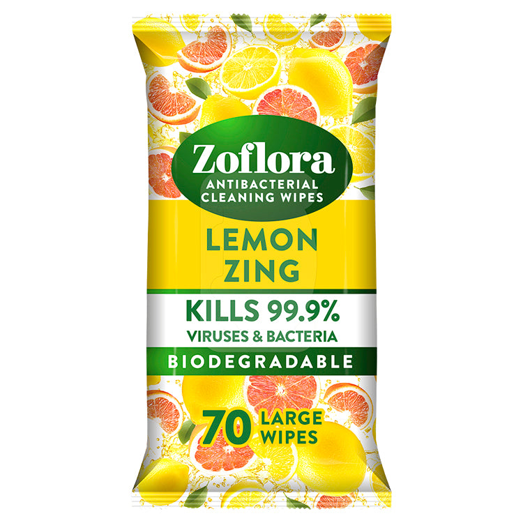 Zoflora Lemon Zing Multi-Surface Anti-Bacterial Cleaning Wipes 70s