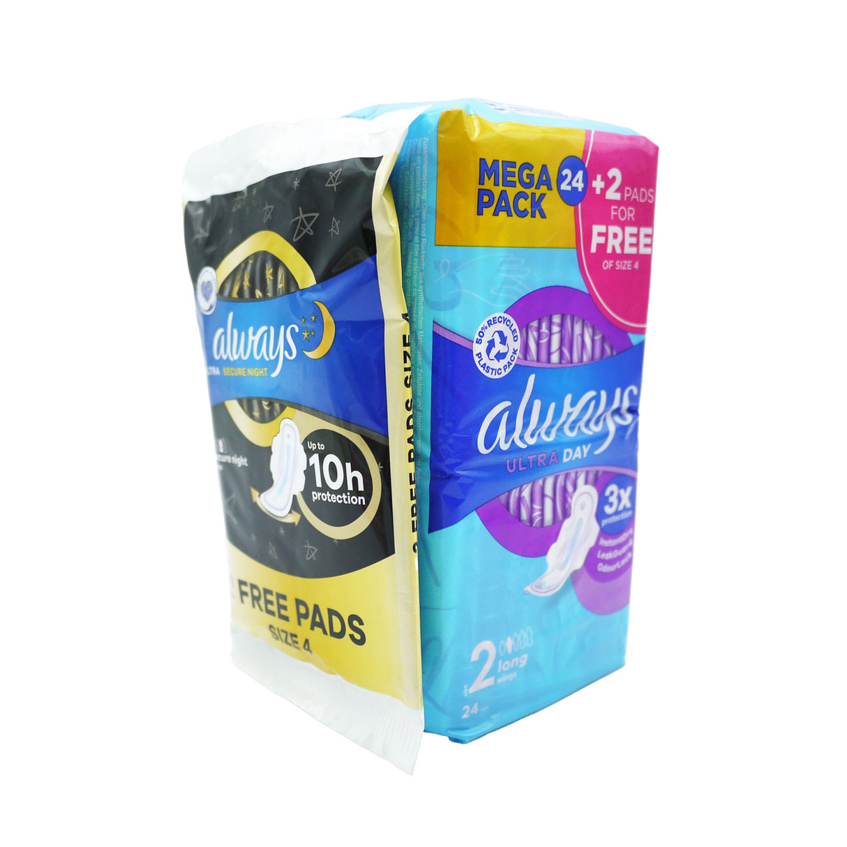 Always Ultra Long Wing Size 2 Mega Pack 24s + 2 FREE Ultra Night