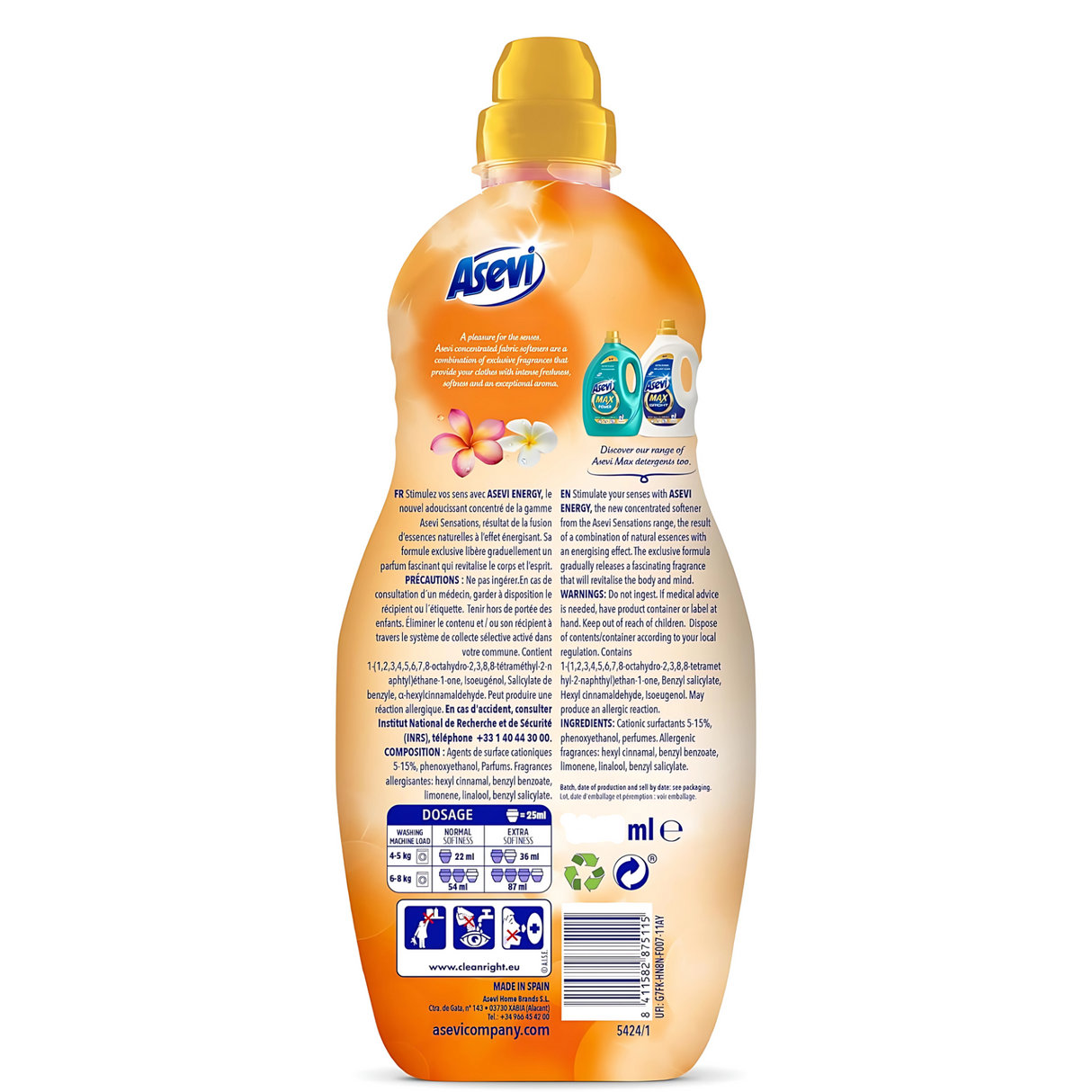 Asevi Sensations Energy Fabric Conditioner 1380ml (60 Washes)