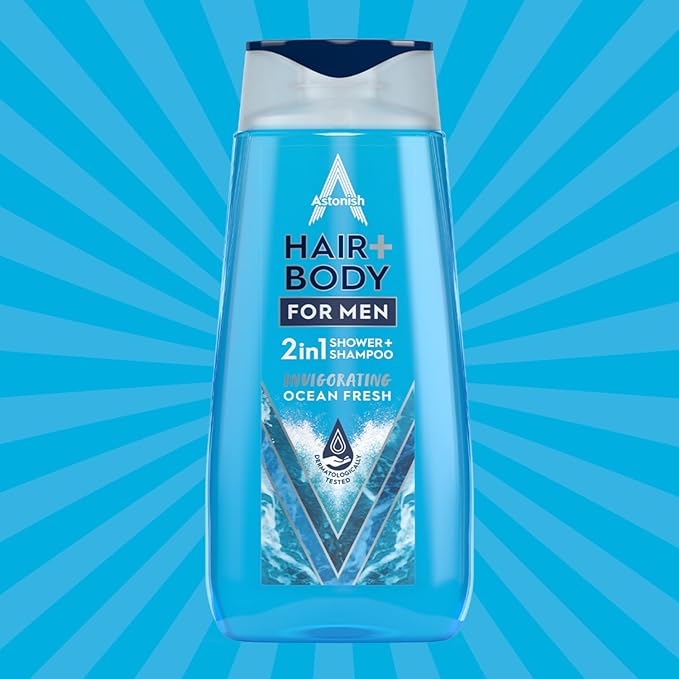 Astonish 2in1 Ocean Fresh Hair Shampoo + Body Wash for Men 400ml