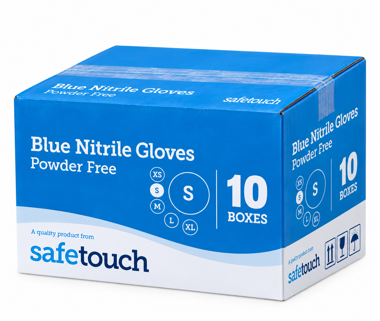Case of 10 Boxes | Safetouch Blue Nitrile Gloves Powder-Free, Medical Grade | Small