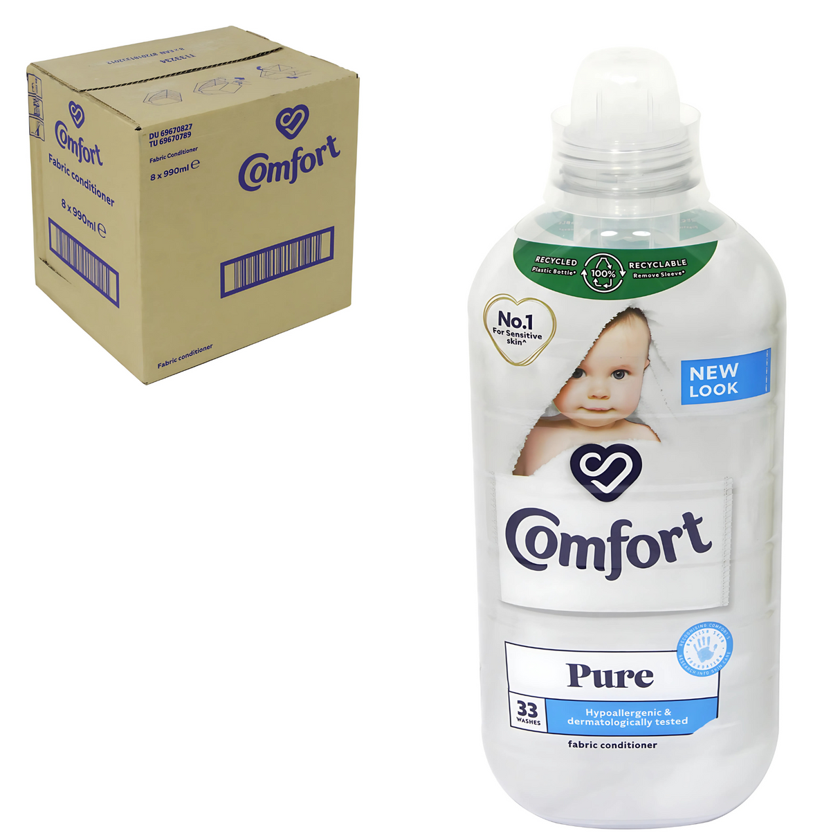 Comfort Fabric Pure Conditioner 990ml 33 Washes | Pack of 8
