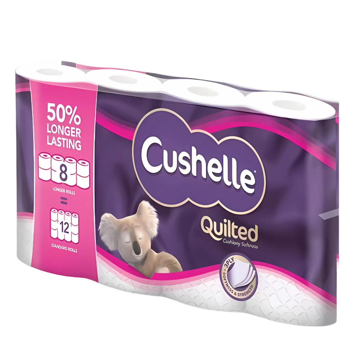 Cushelle 3 Ply Quilted Toilet Roll White | Pack of 8