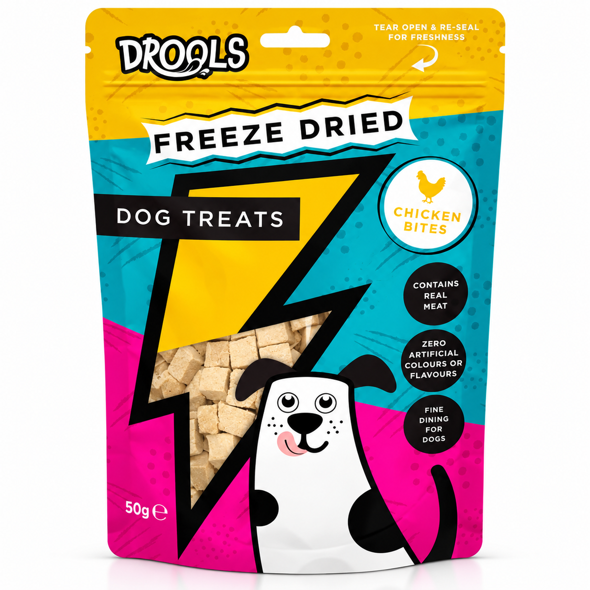 Drools Freeze Dried Chicken Bites Dog Treats 50g (DR9493) | Pack of 6