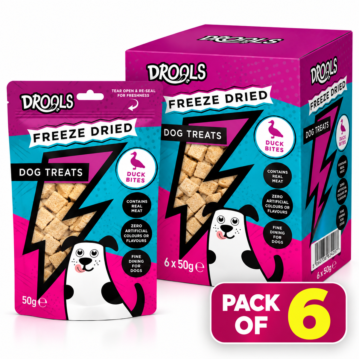 Drools Freeze Dried Duck Bites Dog Treats 50g (DR9494) Pack of 6
