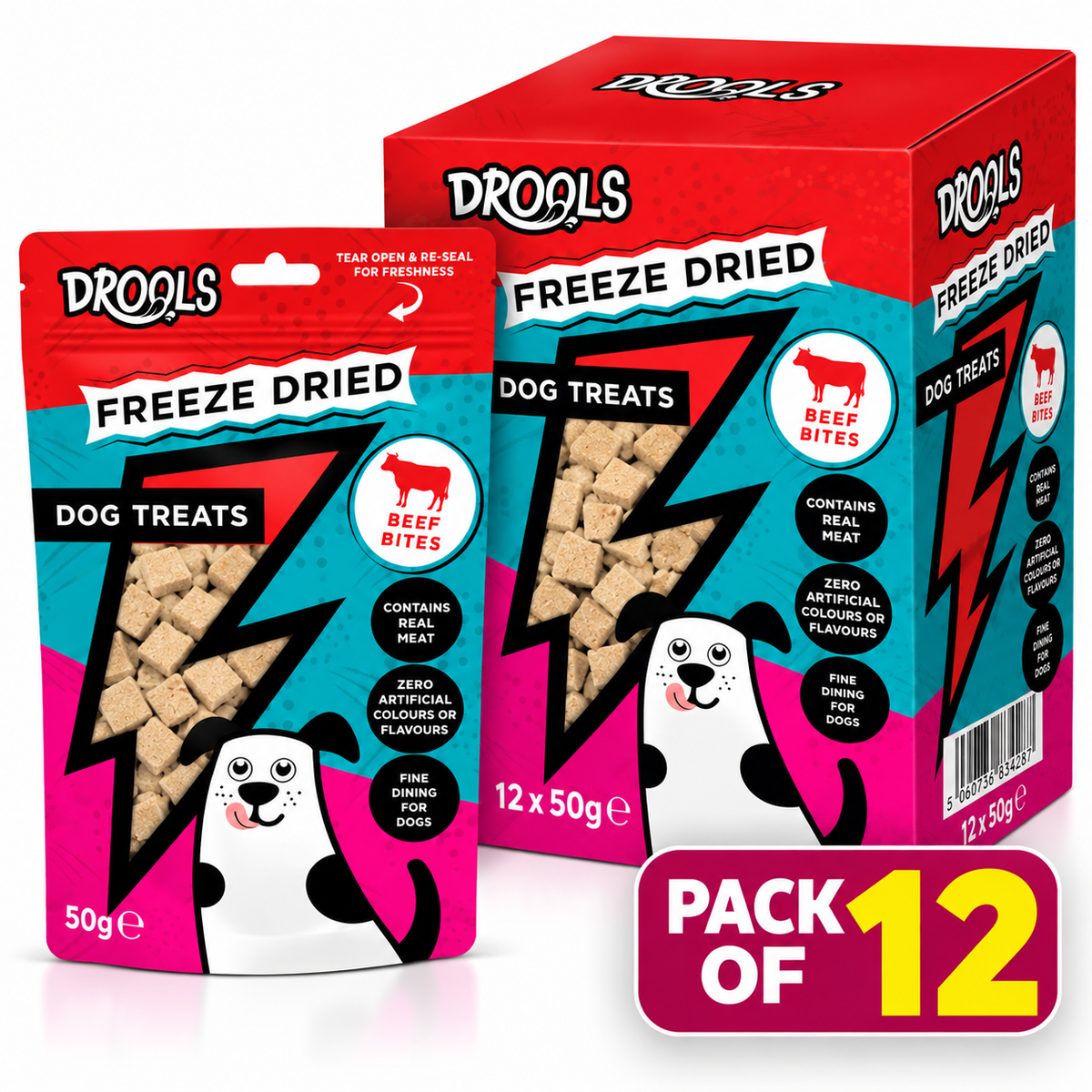 Drools Freeze Dried Beef Bites Dog Treats 50g (DR9495)| Pack of 12