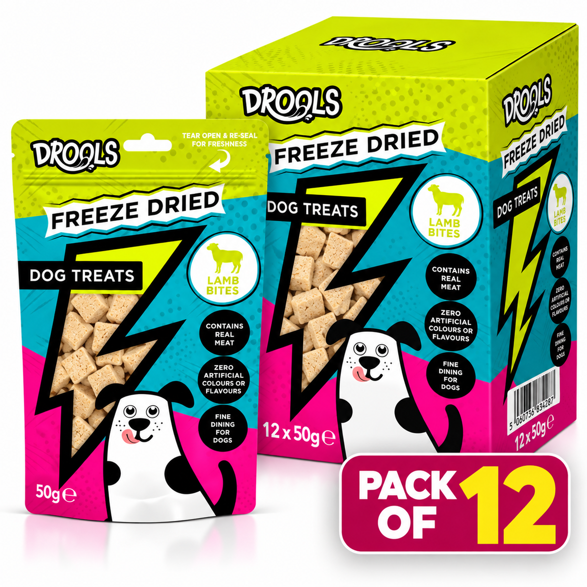 Drools Freeze Dried Lamb Bites Dog Treats 50g (DR9496)| 12 Pack