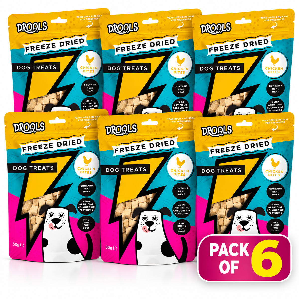 Drools Freeze Dried Chicken Bites Dog Treats 50g (DR9493) | Pack of 6