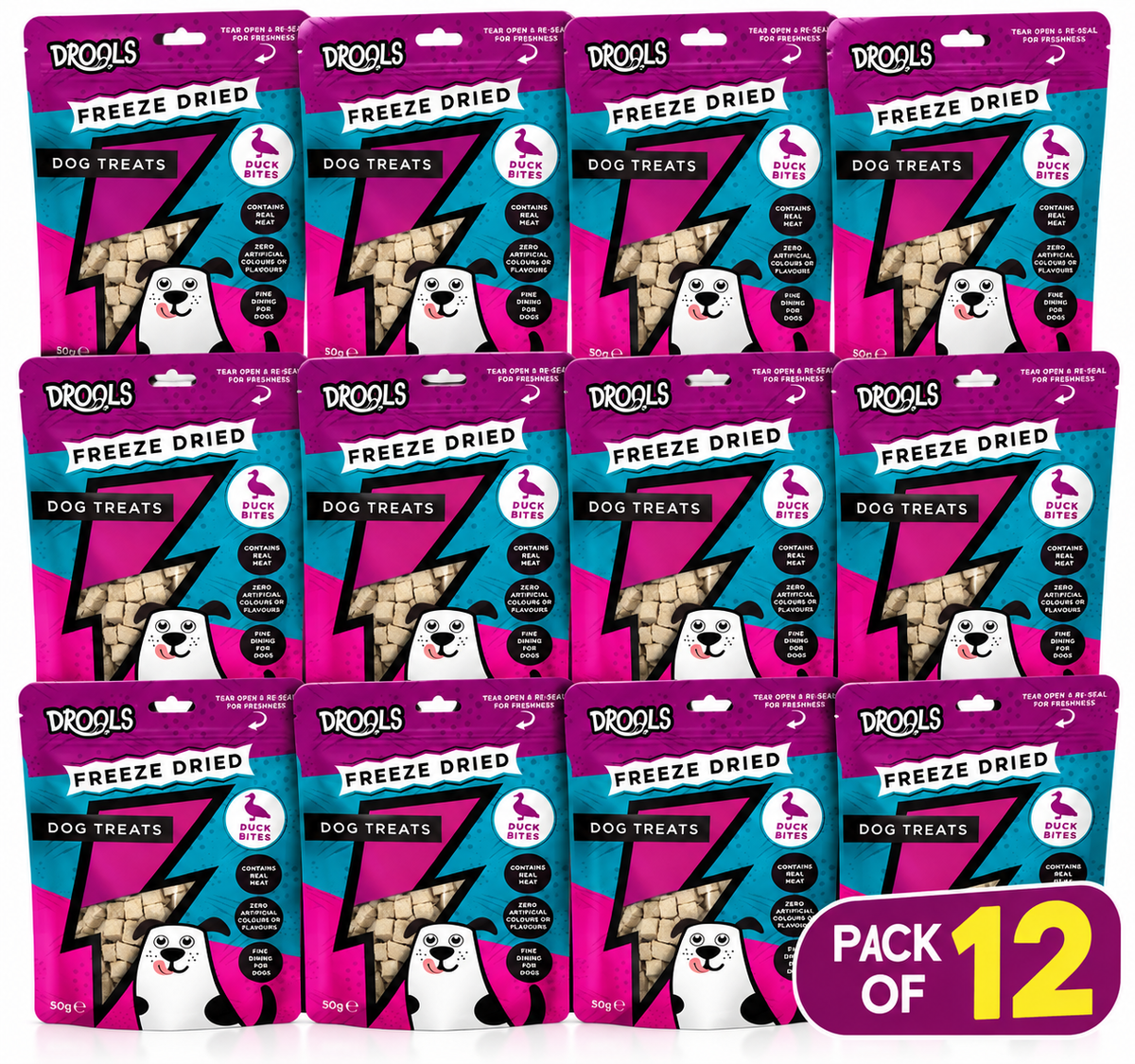 Drools Freeze Dried Duck Bites Dog Treats 50g (DR9494)| 12 Pack