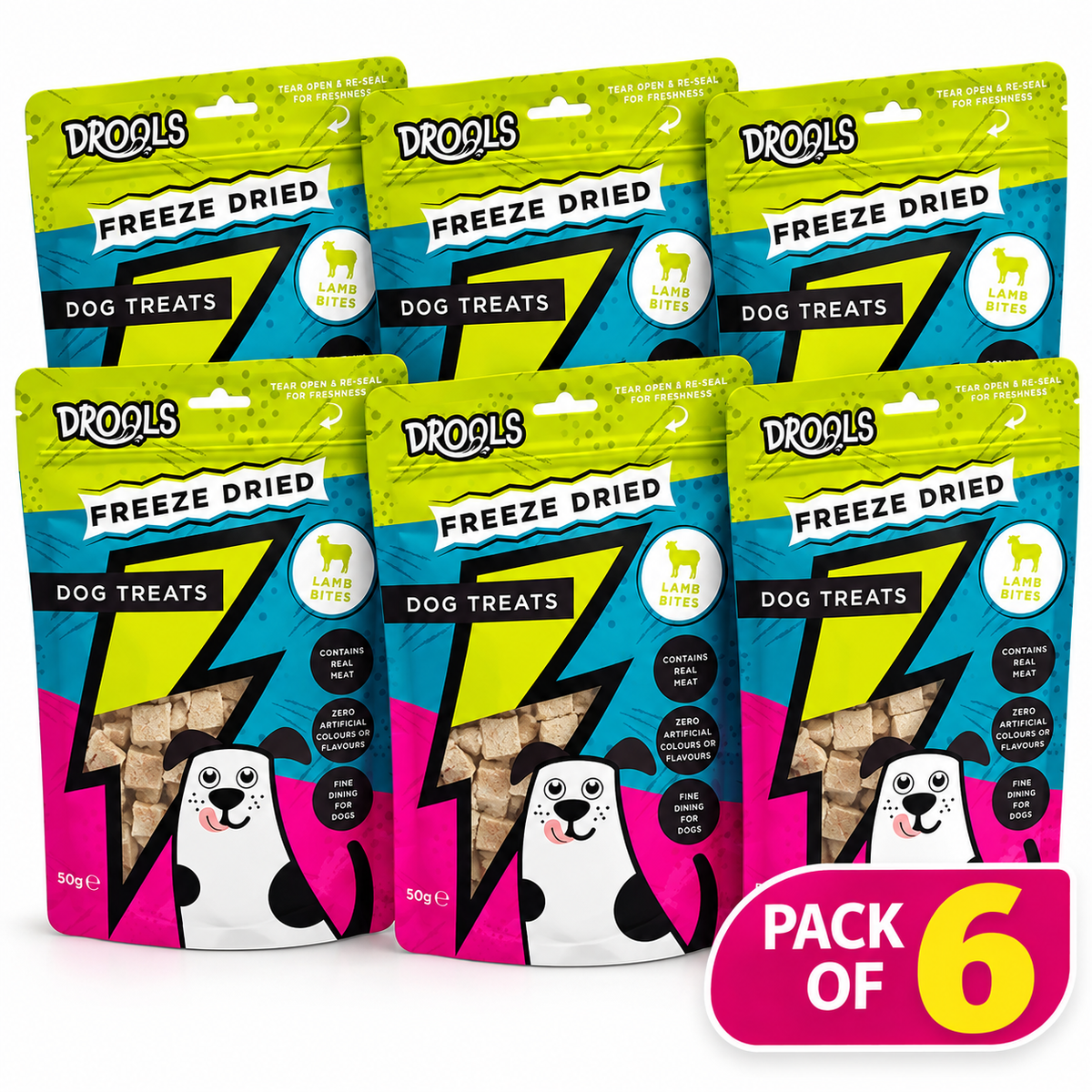 Drools Freeze Dried Lamb Bites Dog Treats 50g (DR9496)| 6 Pack