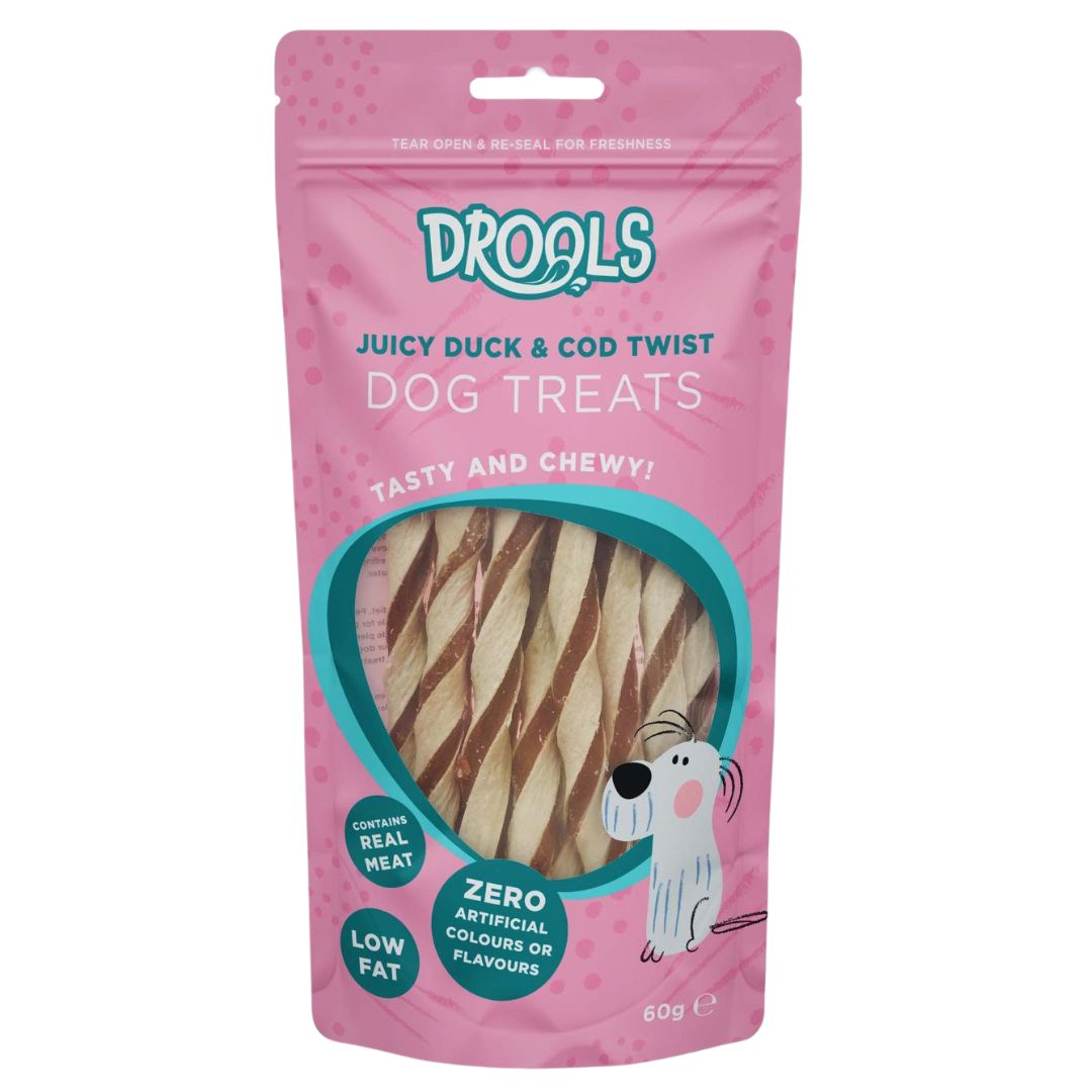 Drools Juicy Duck & Cod Twist Dog Treats 60g (DR8581)