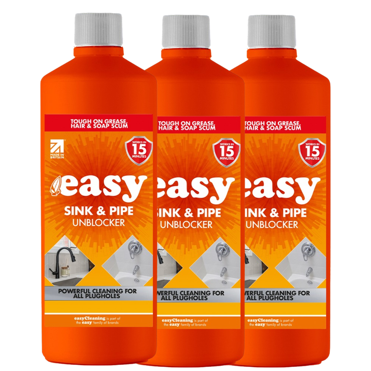 Easy Sink & Pipe Unblocker 1L | Pack of 3
