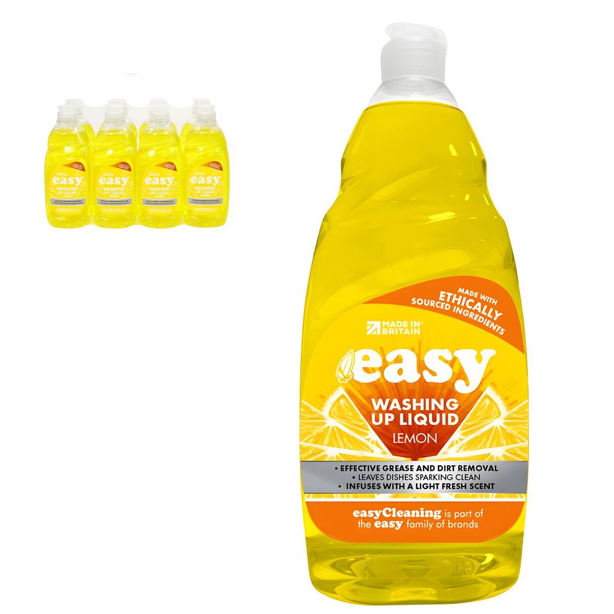 Easy Washing Up Liquid Lemon 500ml | Pack of 8