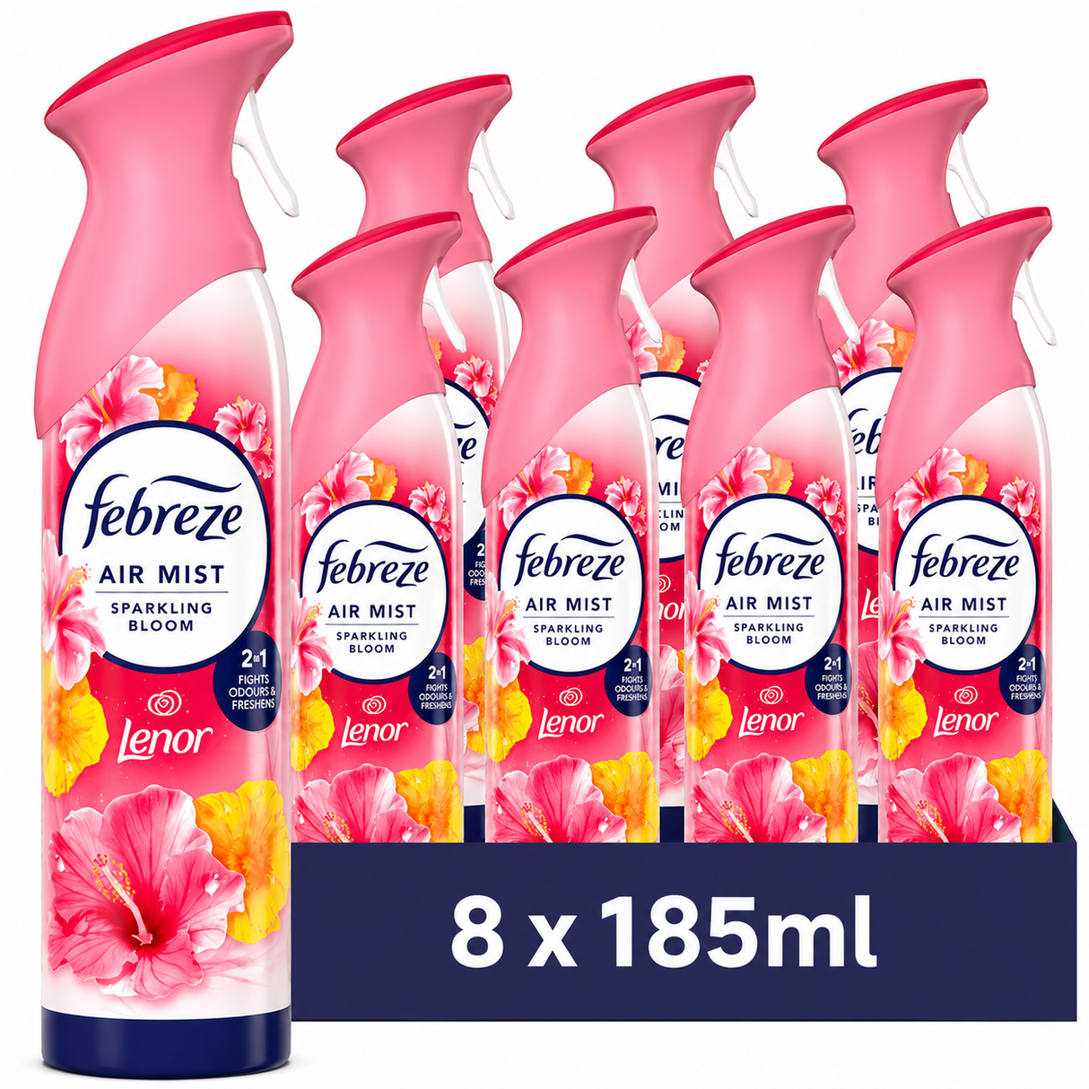 Febreze Air Mist Lenor Sparkling Bloom Air Freshener 185ml | Pack of 8