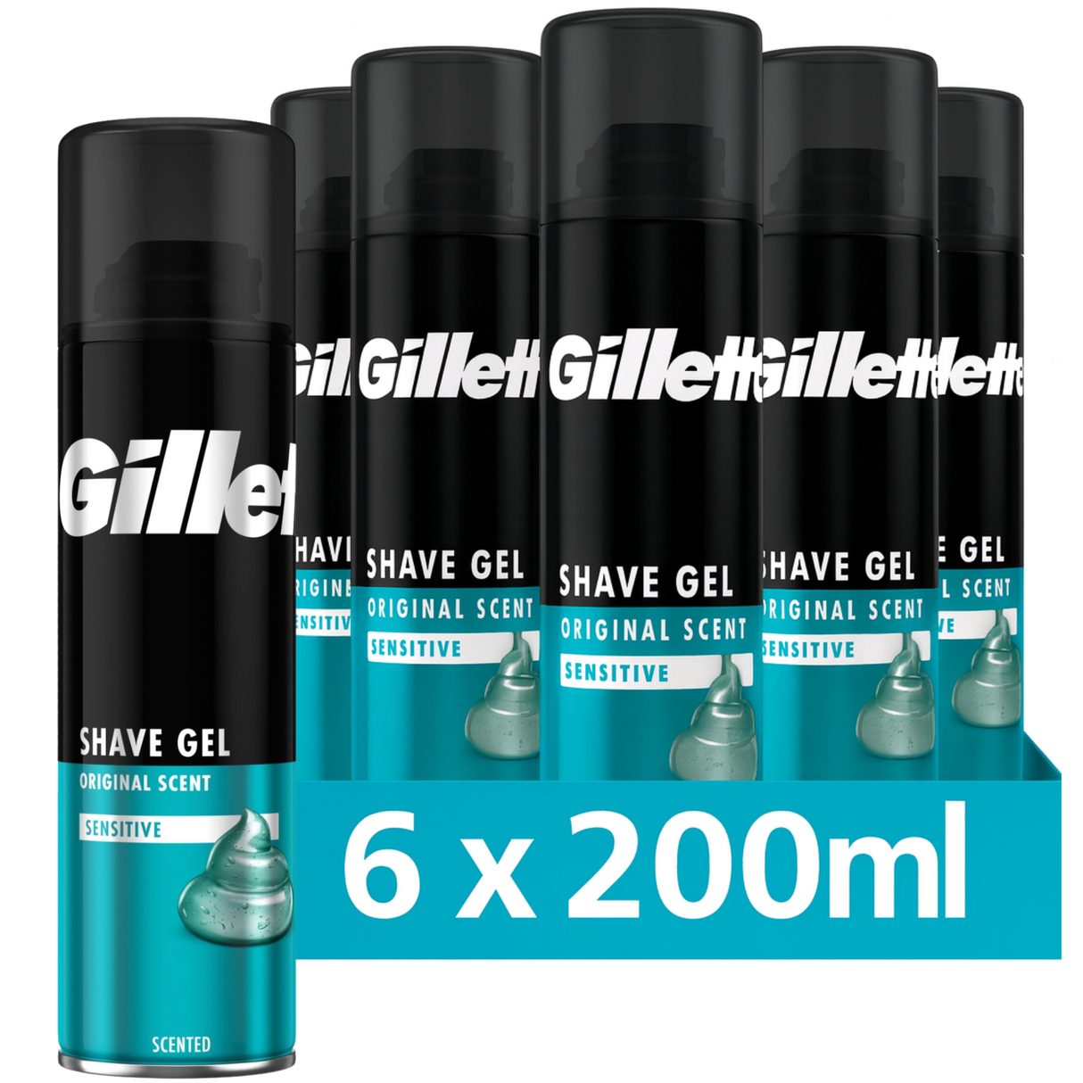 Gillette Sensitive Skin Shaving Gel 200ml | Pack of 6