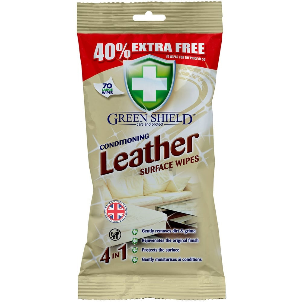 Green Shield Conditioning Leather Surface Wipes 70s I Pack of 12