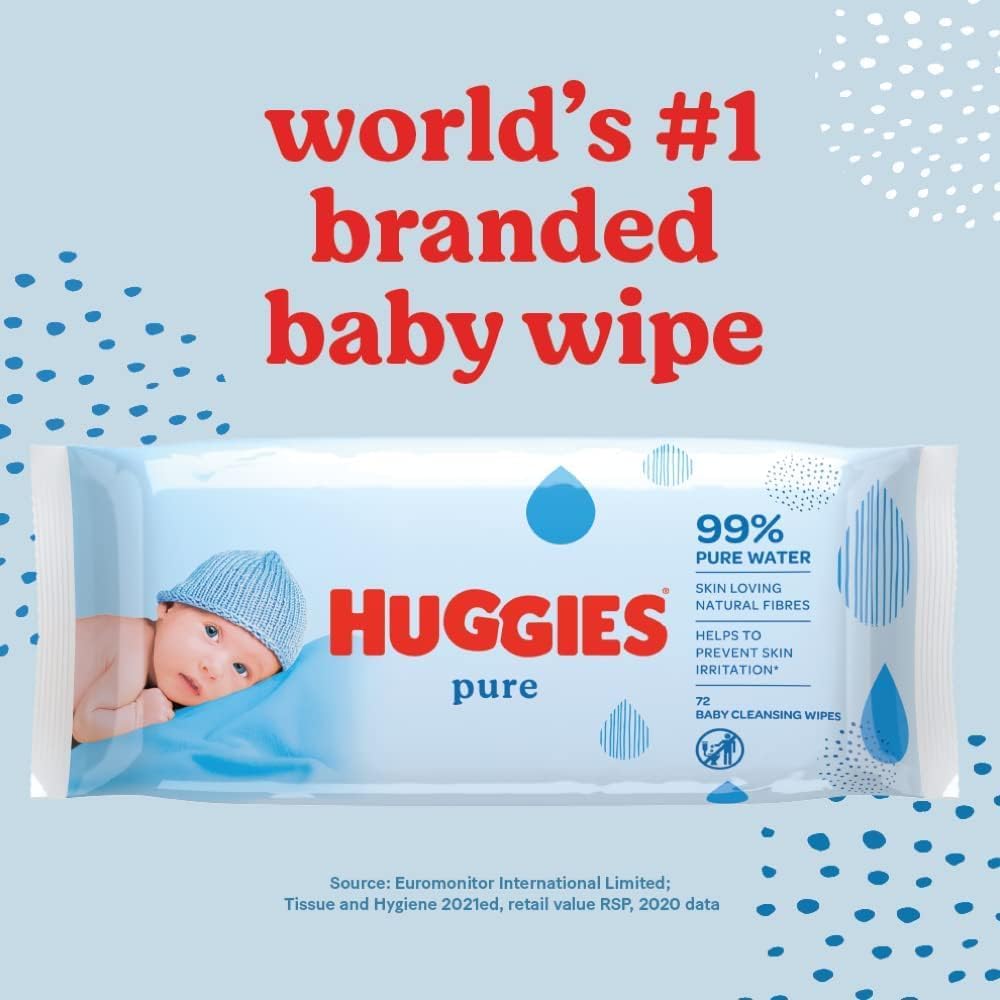 Huggies Pure 99% Water Baby Wipes 56s
