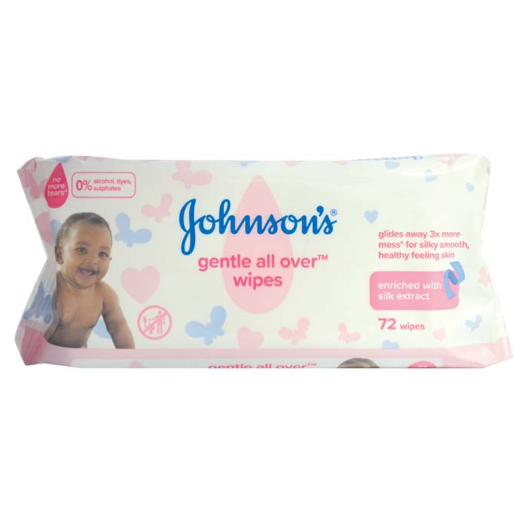 Johnsons Gentle All Over Baby Wipes 72s