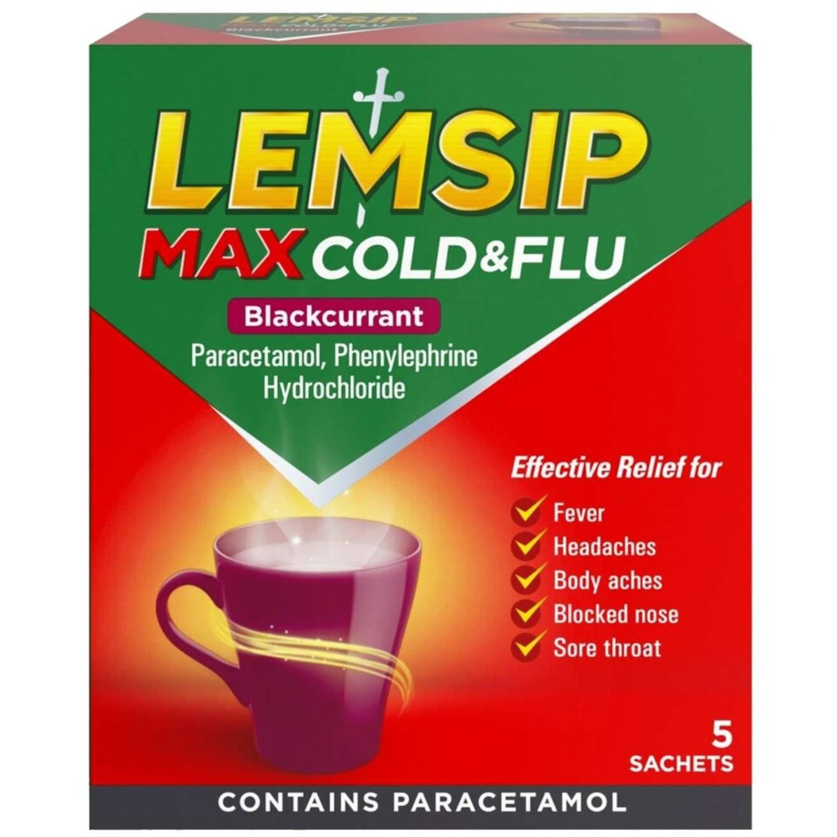 Lemsip Max Cold & Flu Blackcurrant Sachets 5s