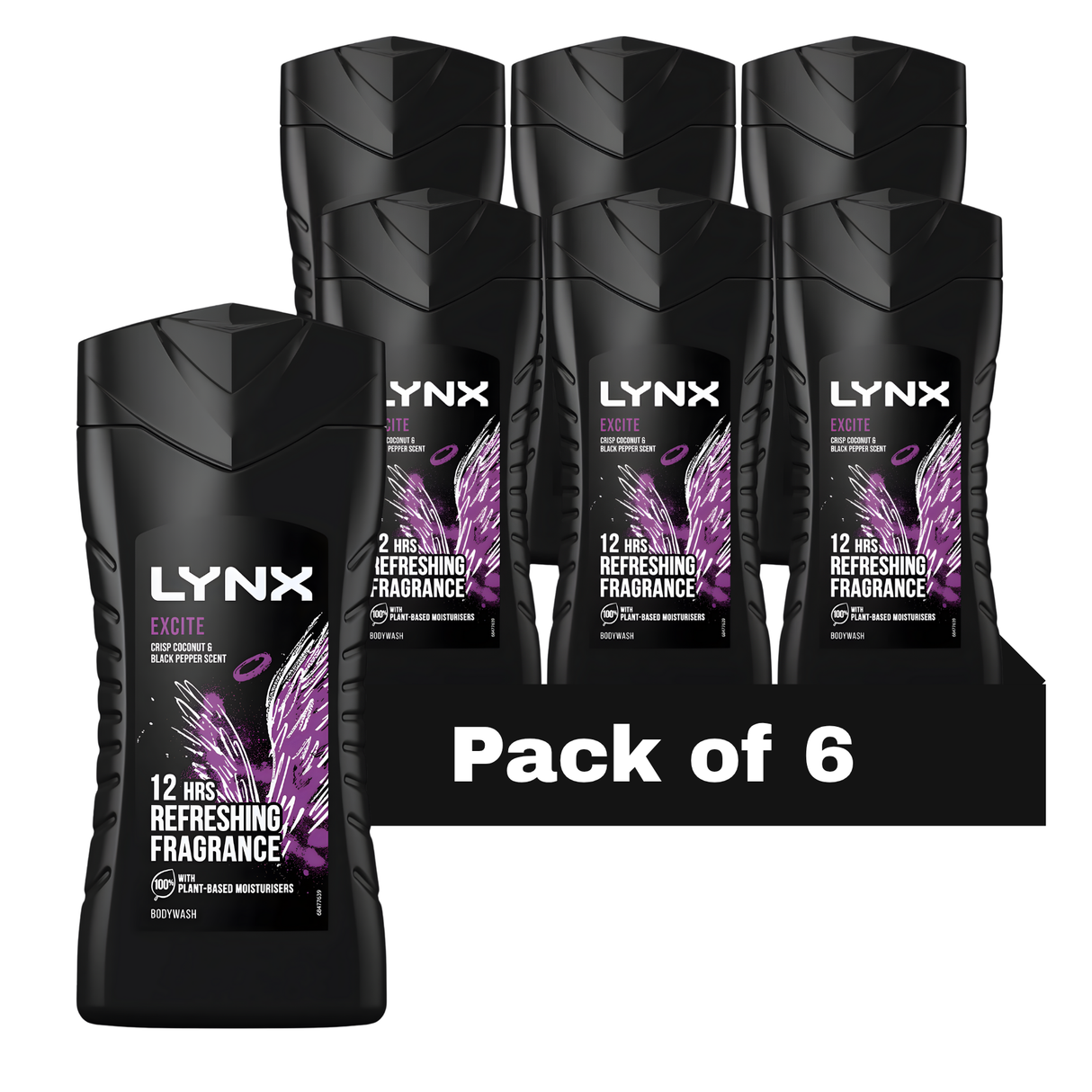 Lynx Excite Body Wash Shower Gel 225ml | Pack of 6