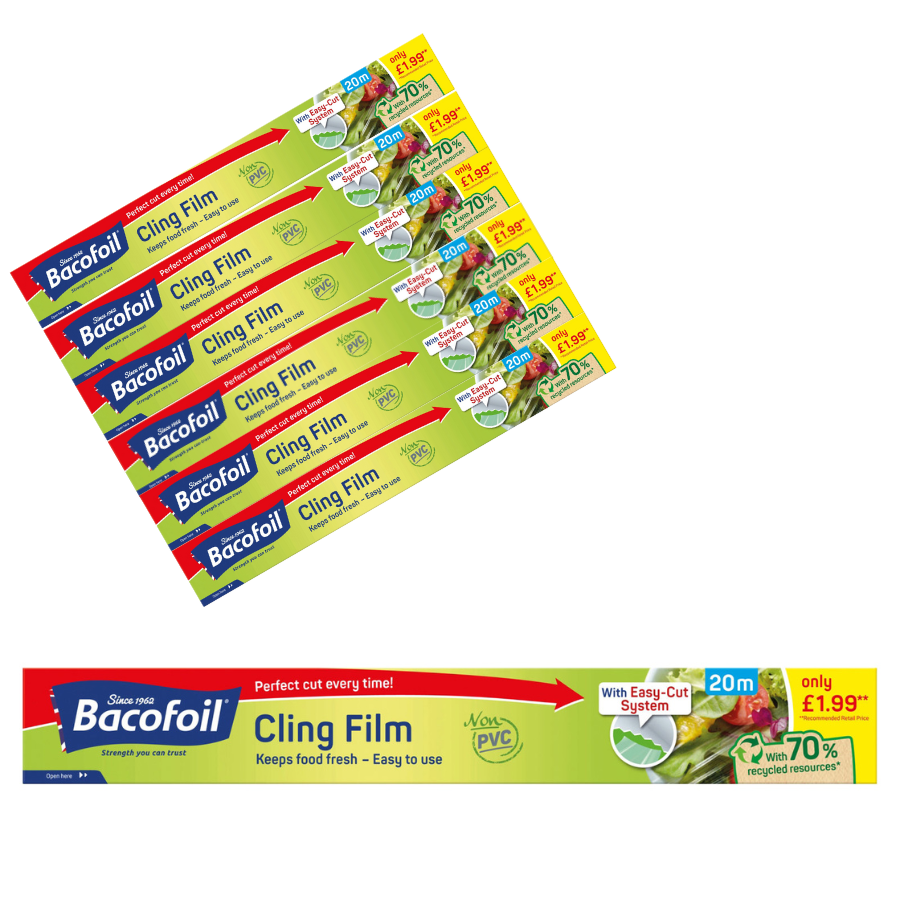 Pack of 6 Bacofoil Non-PVC Cling Film 325mm x 20m