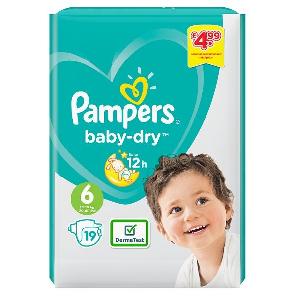 Pampers Baby-Dry Size 6, 19 Nappies, 13-18kg