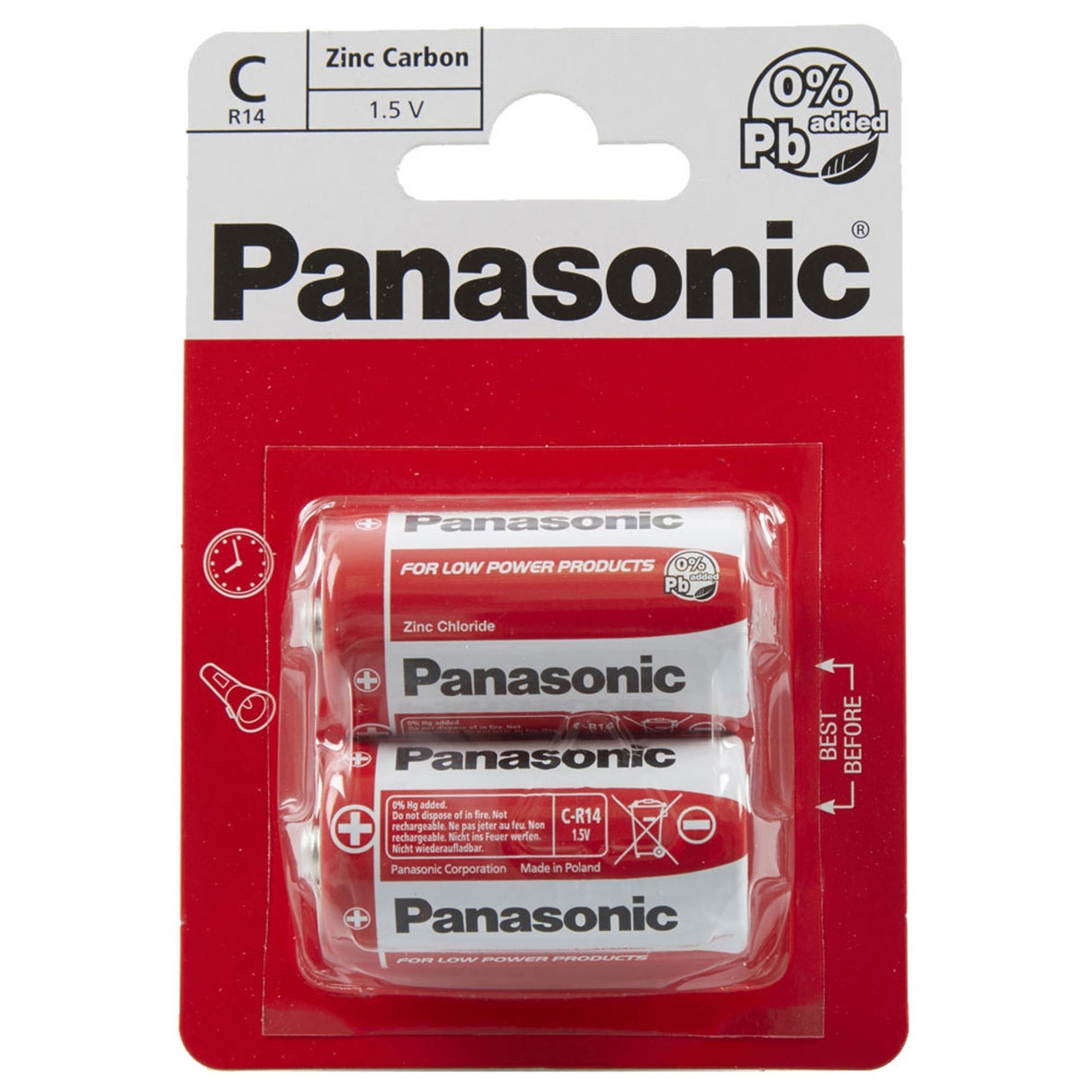 Panasonic Zinc Carbon C Batteries - 2 Pack