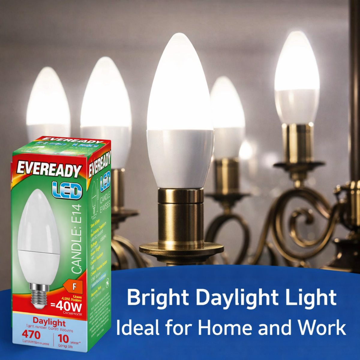 Eveready 4.9W LED Candle Bulbs E14 6,500K (Daylight) | Pack of 6