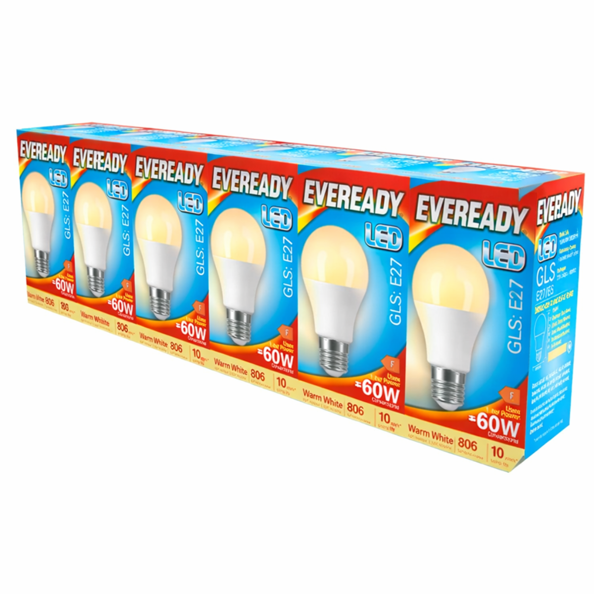 Eveready 8.8W LED GLS Bulbs E27 3,000K (Warm White) | Pack of 6