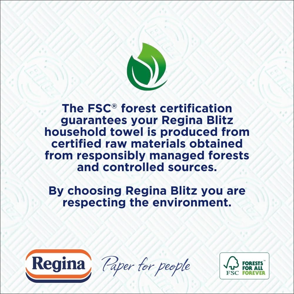 Regina Blitz Household Towel 3ply Kitchen Roll | Pack of 8 Rolls