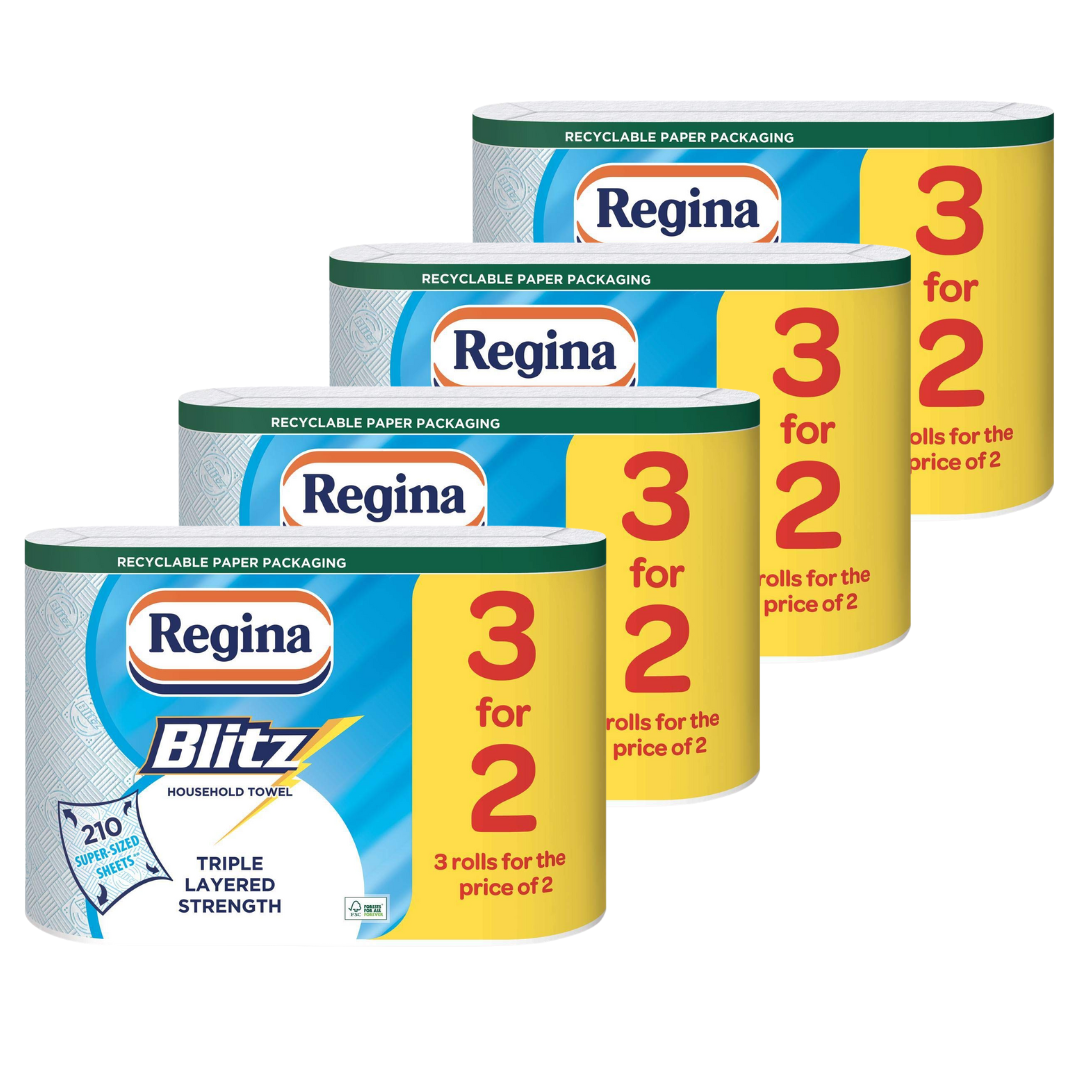 Regina Blitz Kitchen Towel 3ply - Pack of 12 Rolls