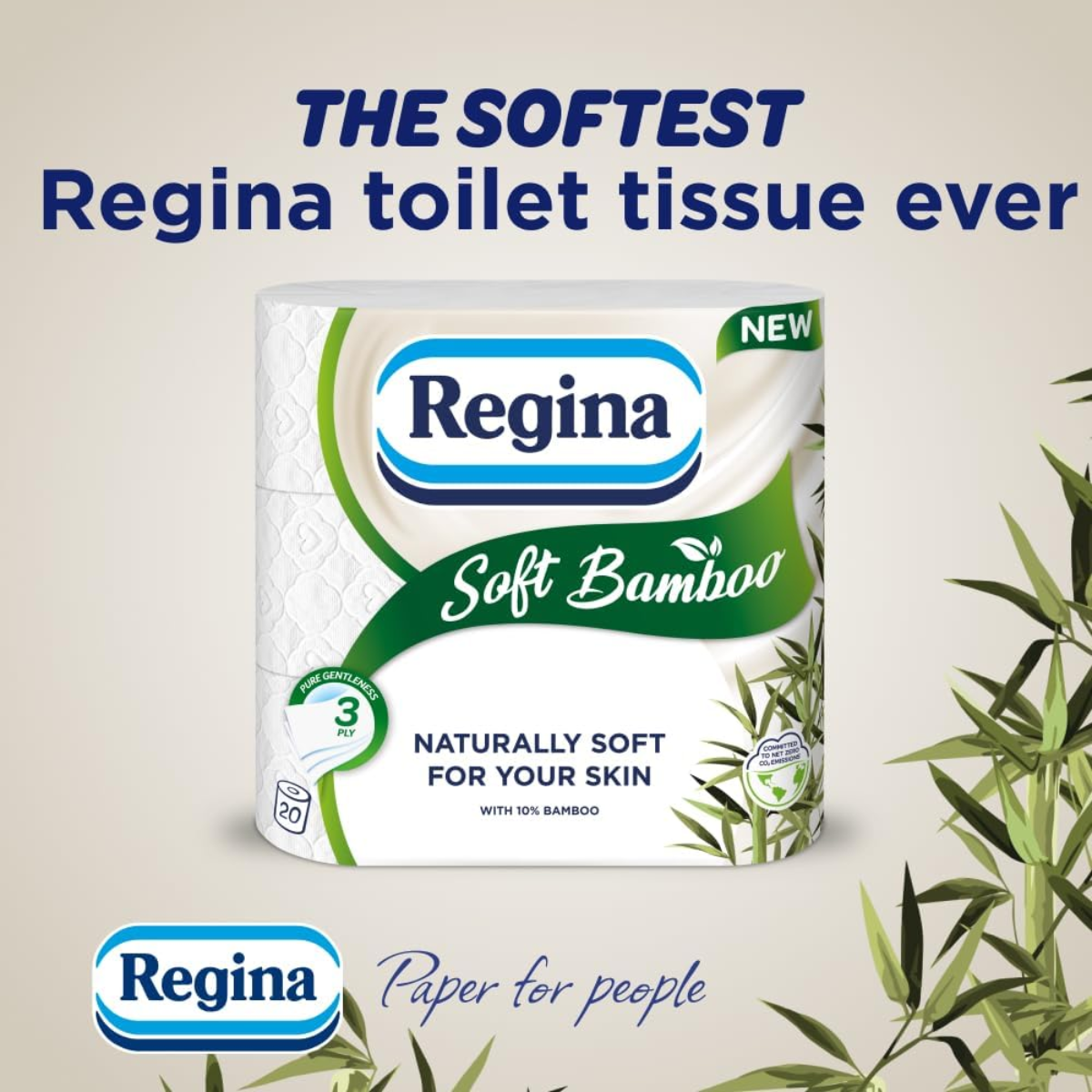 Regina Soft Bamboo 3 Ply Toilet Rolls - Pack of 4