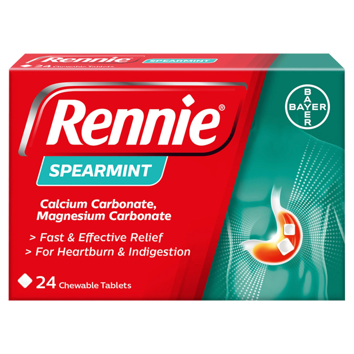 Rennie Spearmint Heartburn & Indigestion Chewable Tablets 24s