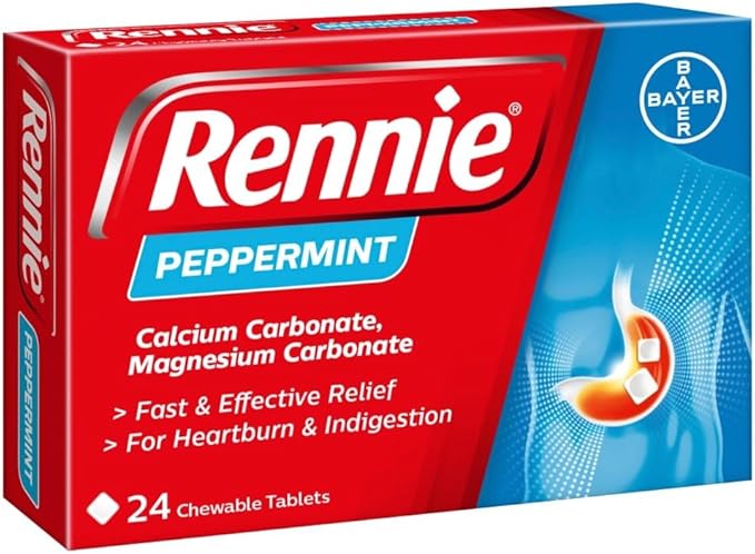 Rennie Peppermint Heartburn & Indigestion Chewable Tablets 24s