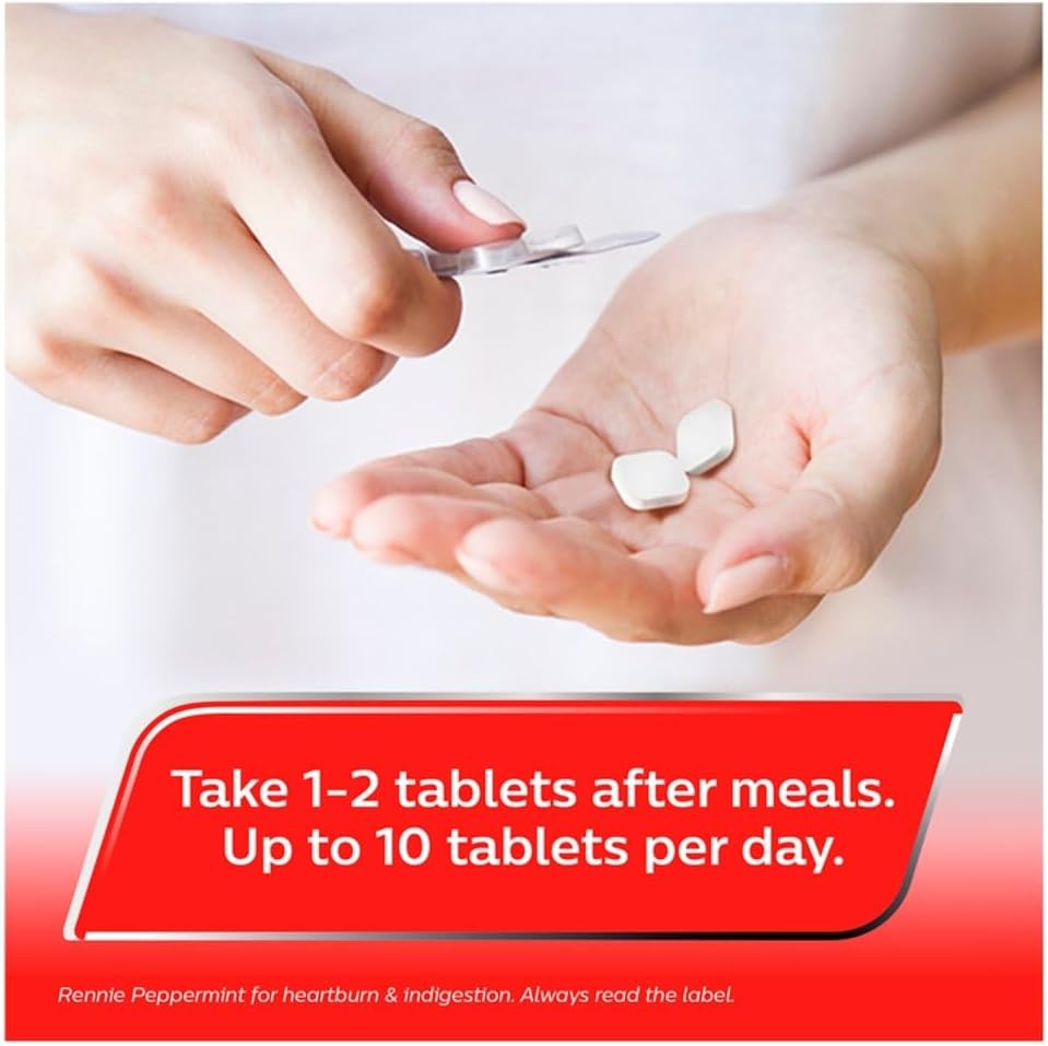 Rennie Peppermint Heartburn & Indigestion Chewable Tablets 24s