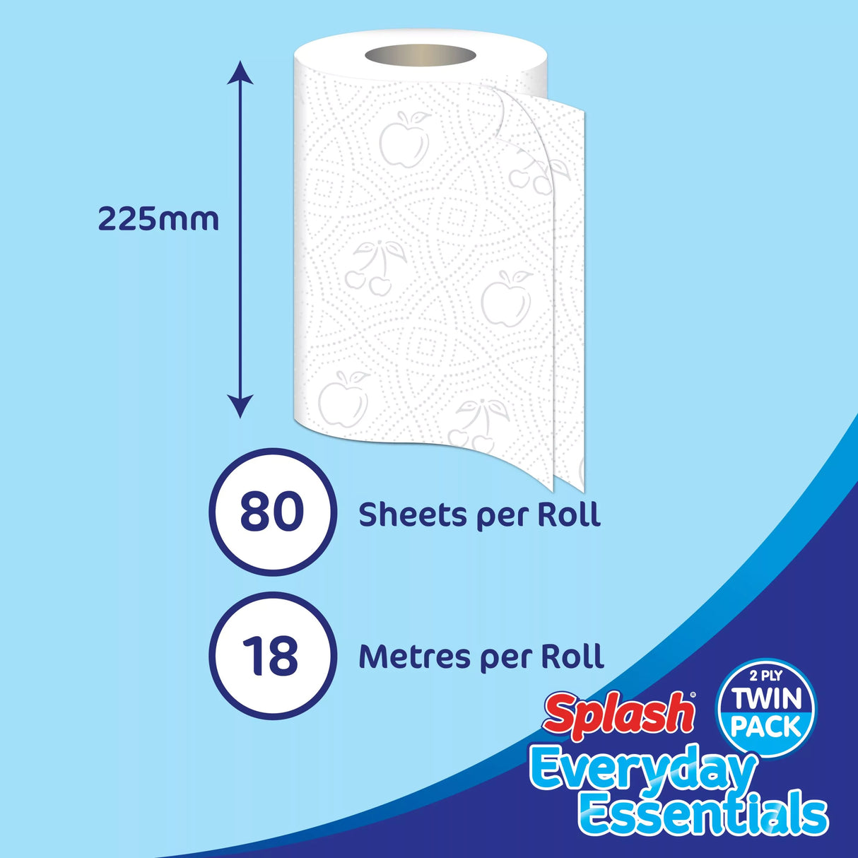 Splash Everyday Essentials Kitchen Rolls - Pack of 2 Rolls