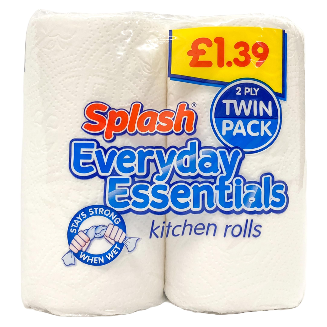 Splash Everyday Essentials Kitchen Rolls - Pack of 2 Rolls