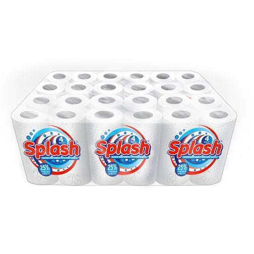 Splash 2ply White Kitchen Rolls - Bulk Pack of 24 Rolls