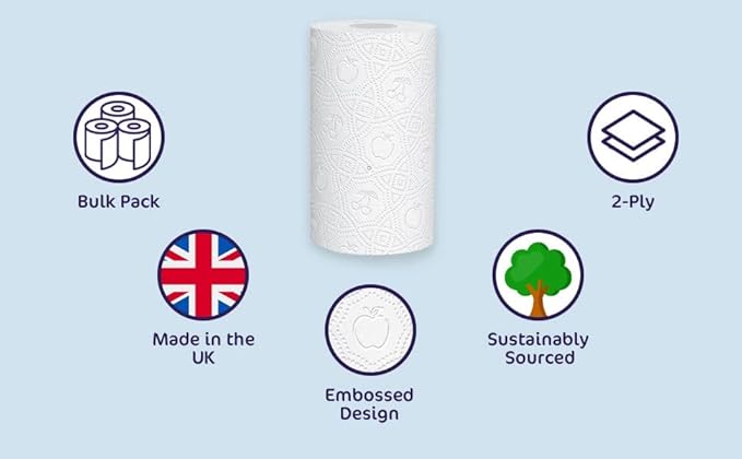 Splash 2Ply White Kitchen Rolls - Pack of 4 Rolls