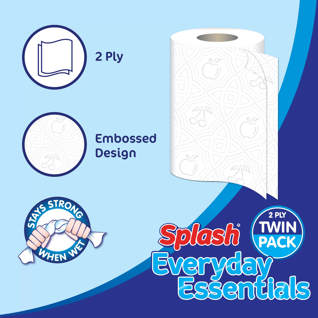 Splash Everyday Essentials Kitchen Rolls - Pack of 2 Rolls