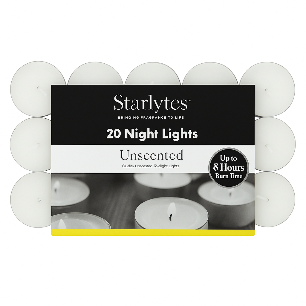 Starlytes Unscented Tealight 8 hour Candles Pack of 20