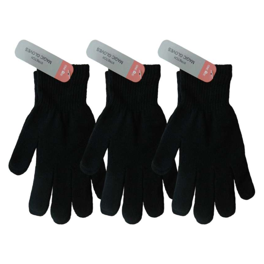 Black Stretch Magic Gloves One Size GLM-99