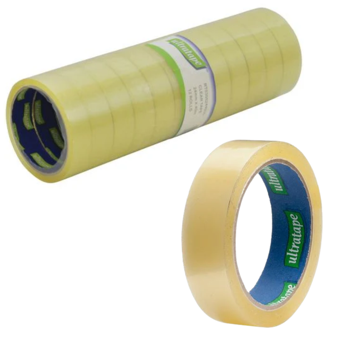 Ultratape Clear Adhesive 24mm x 40m Packaging Tape (1 Inch) | Pack of 12