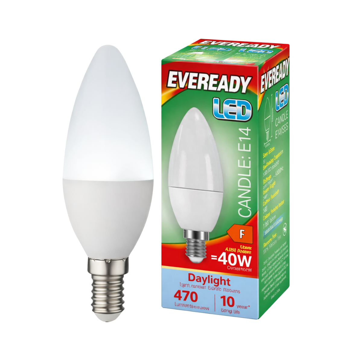 Eveready 4.9W LED Candle Bulbs E14 6,500K (Daylight) | Pack of 6