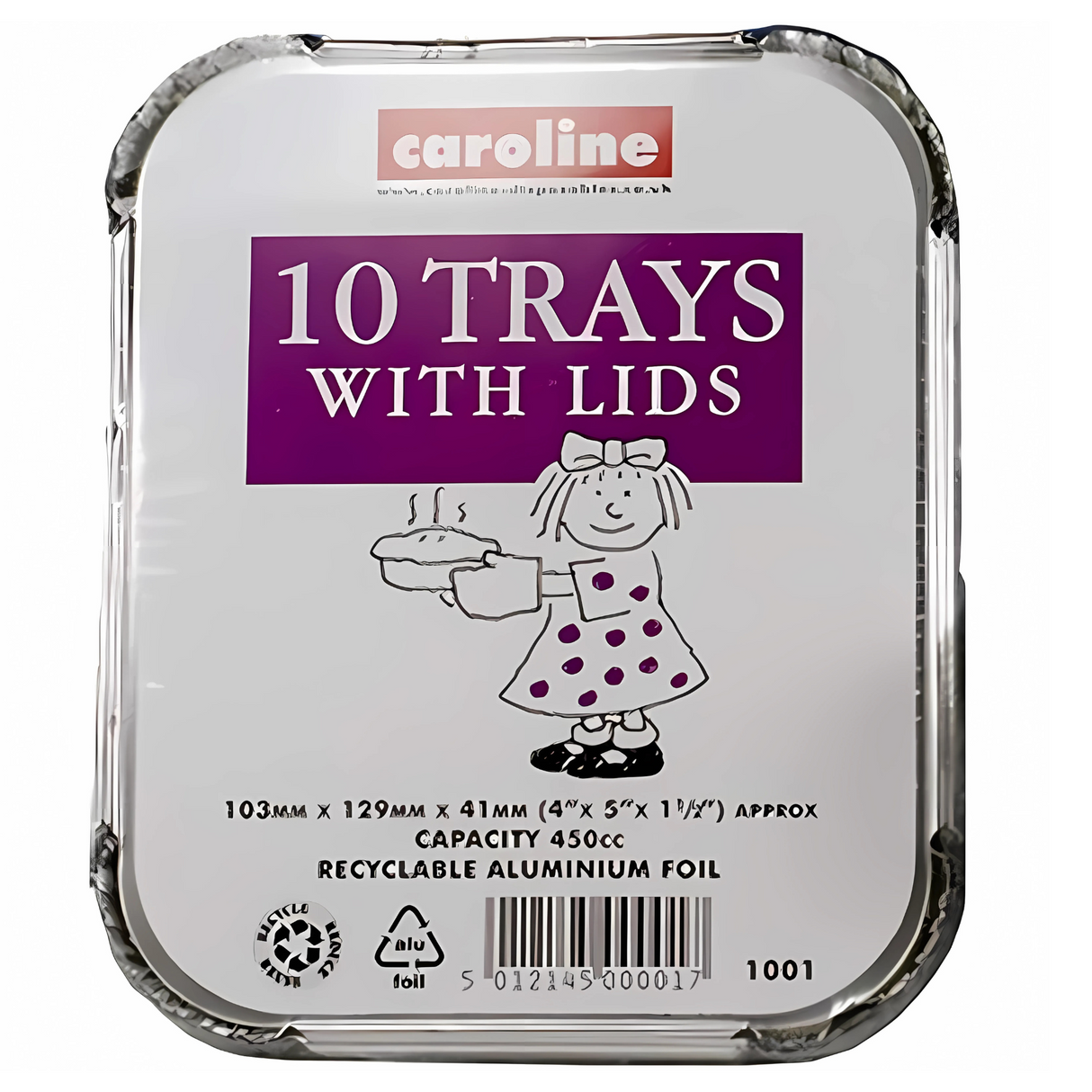 Caroline Foil Tray & Lids 103x129x41mm | Pack of 9