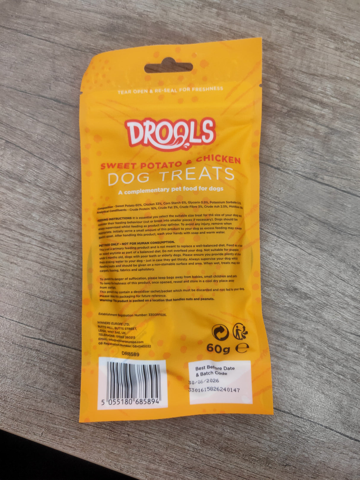 Drools Sweet Potato & Chicken Nugget Dog Treats 60g (DR8589)