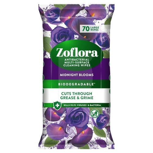 Zoflora Midnight Blooms Multi-Surface Anti-Bacterial Cleaning Wipes 70s
