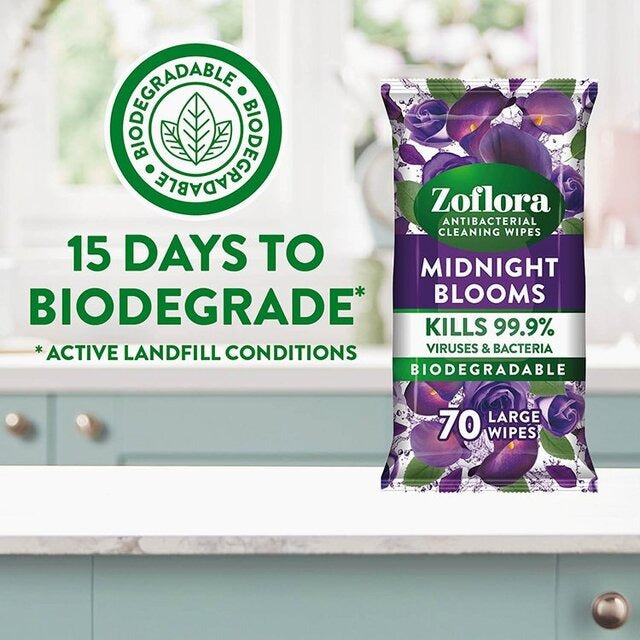 Zoflora Midnight Blooms Multi-Surface Anti-Bacterial Cleaning Wipes 70s