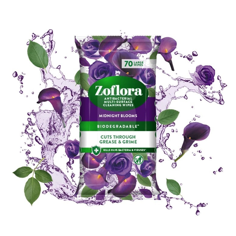 Zoflora Midnight Blooms Multi-Surface Anti-Bacterial Cleaning Wipes 70s